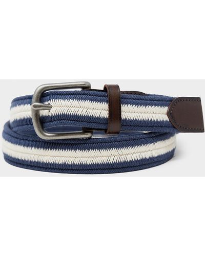 Todd Synder X Champion Striped Stretch Cotton Braided Belt - Blue
