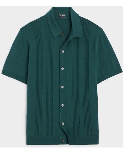 Todd Synder X Champion Silk Cotton Ribbed Full Placket Polo - Green