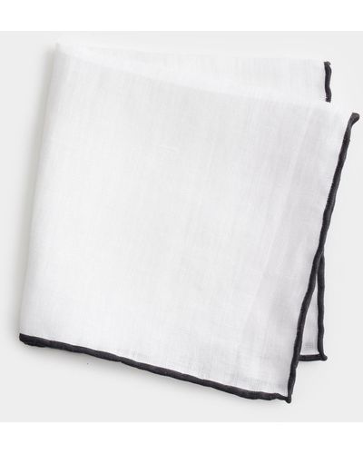 Todd Synder X Champion Italian Tipped Linen Pocket Square - White
