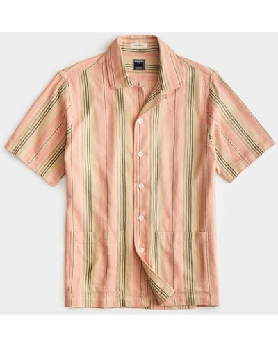 Todd Synder X Champion Pink Stripe Short Sleeve Leisure Shirt - Natural