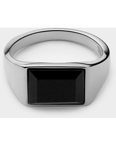 Miansai Lennox Onyx Ring In Sterling Silver - White