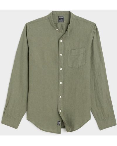 Todd Synder X Champion Sea Soft Linen Band Collar Long Sleeve Shirt - Green