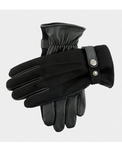 Dents Dents Guildford Wool Flannel Back Gloves - Black