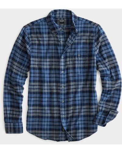 Todd Synder X Champion Navy Plaid Flannel Shirt - Blue