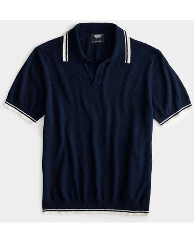 Todd Synder X Champion Tipped Boucle Montauk Polo - Blue