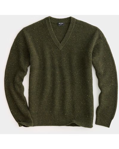 Todd Synder X Champion Ribbed Donegal V-neck Sweater - Green