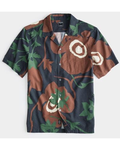 Todd Synder X Champion Abstract Floral Short Sleeve Camp Collar Shirt - Green