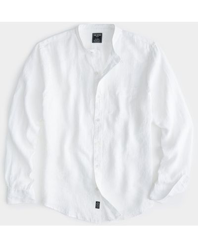Todd Synder X Champion Irish Linen Band Collar Long Sleeve Shirt - White