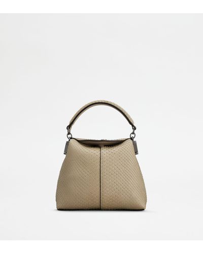 Tod's Borsa Messenger Tote T Case in Pitone Micro - Neutro