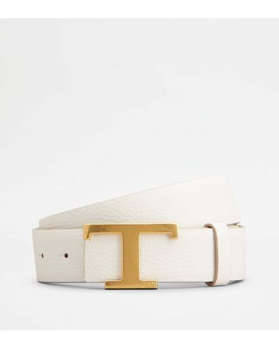 Tod's T Timeless Reversible Belt In Leather - Natural