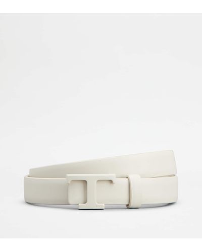 Tod's Ceinture Réversible T Timeless en Cuir - Blanc