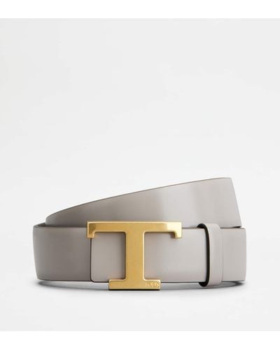 Tod's T Timeless Reversible Belt In Leather - Grey