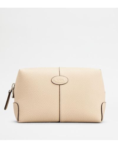 Tod's Pouch In Leather Large - Natural