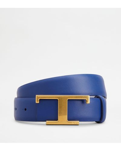 Tod's Reversible Belt In Leather - Blue