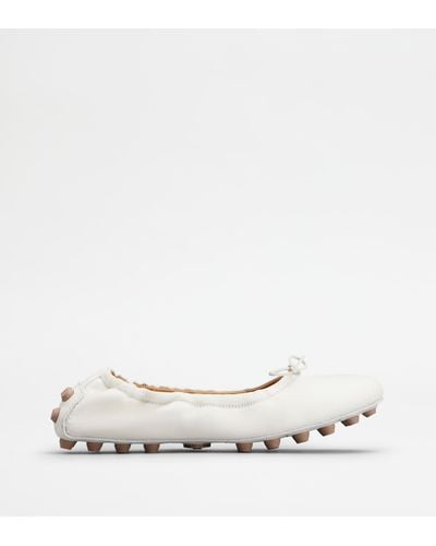 Tod's Bubble Ballerinas In Leather - White