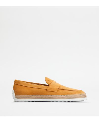 Tod's Loafers In Suede - Orange
