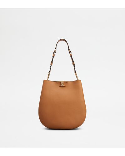 Tod's T Timeless Shoulder Bag In Leather Small - Brown