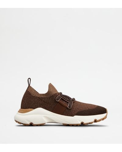 Tod's Kate Slip-on Trainers In Fabric - Brown