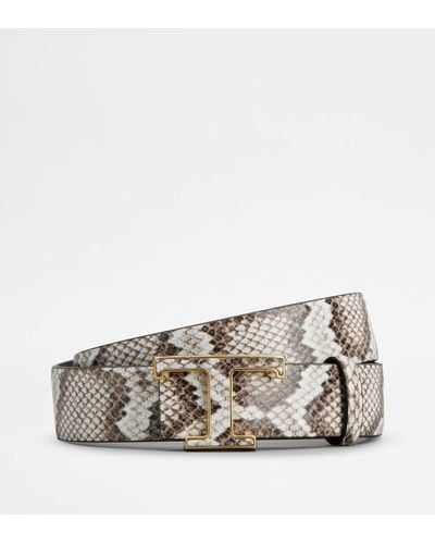 Tod's T Timeless Reversible Belt In Leather - Metallic