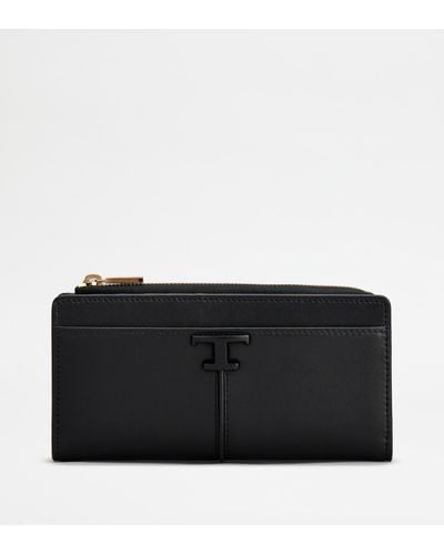 Tod's T Timeless Wallet In Leather - Black
