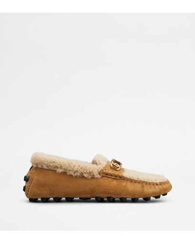 Tod's Gommino Bubble In Suede And Sheepskin - Brown