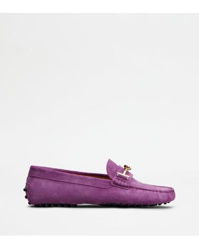 Tod's Gommino Driving Shoes In Suede - Purple