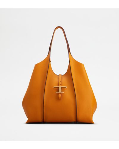 Tod's Timeless Shopping Bag In Leather Medium - Orange