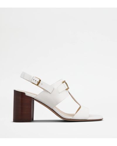 Tod's Kate Sandals In Leather - White