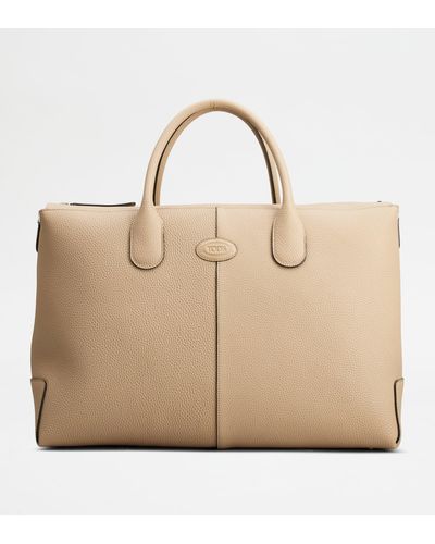 Tod's Di Bag In Leather Large - Natural