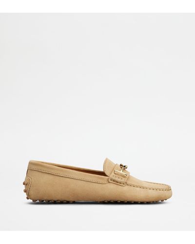 Tod's Gommino Driving Shoes In Suede - Natural