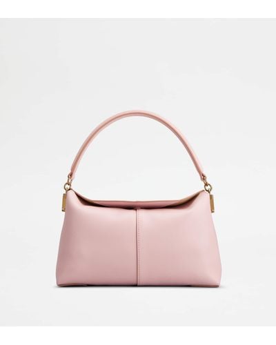 Tod's T Case Shoulder Bag In Leather Mini - Pink