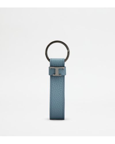 Tod's Key Holder In Leather - Blue