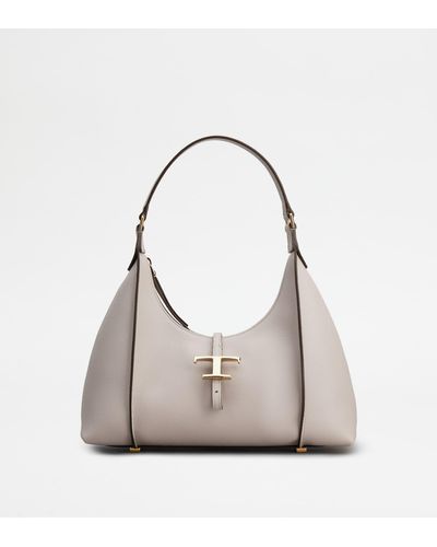 Tod's T Timeless Hobo Bag In Leather Small - Natural