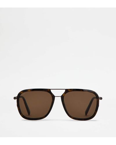 Tod's Sonnenbrille mit Bügeln aus Leder - Braun