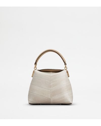Tod's Messenger Tote Bag T Case In Eel Leather Micro - Natural