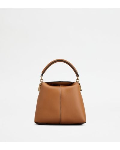 Tod's T Case Tote Messenger Bag In Leather Micro - Brown