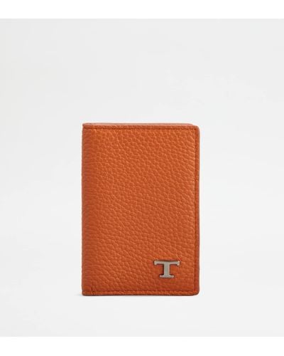 Tod's Card Holder In Leather - Orange