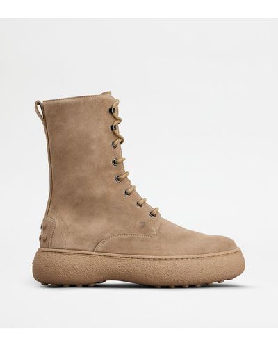 Tod's W. G. Lace-ups Ankle Boots In Suede - Brown