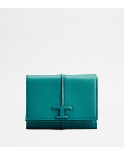Tod's T Timeless Wallet In Leather - Blue