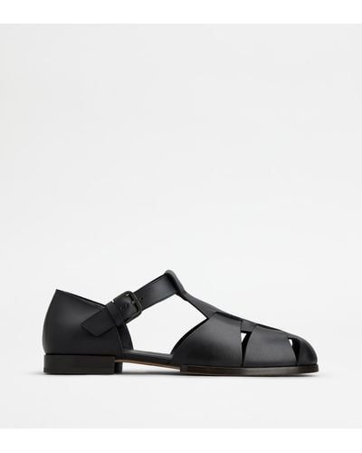 Tod's Sandals In Leather - Black