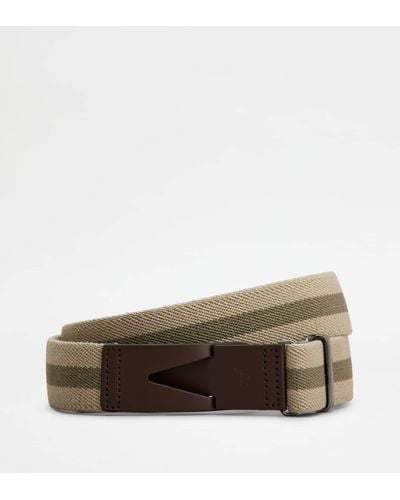 Tod's Belt In Canvas And Leather - Natural