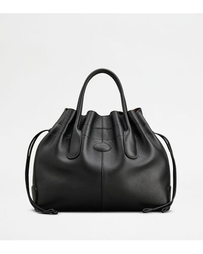 Tod's Di Bag In Leather Small With Drawstring - Black