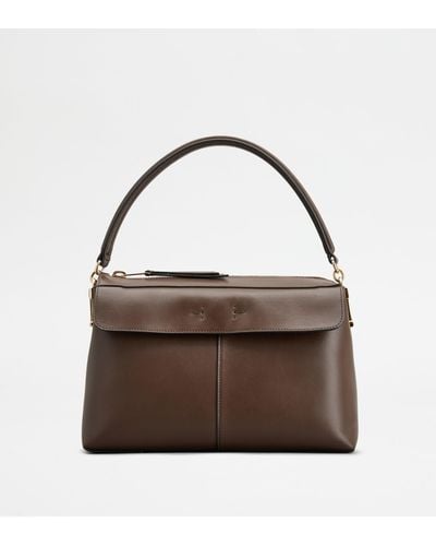 Tod's T Case Bauletto In Leather Small - Brown