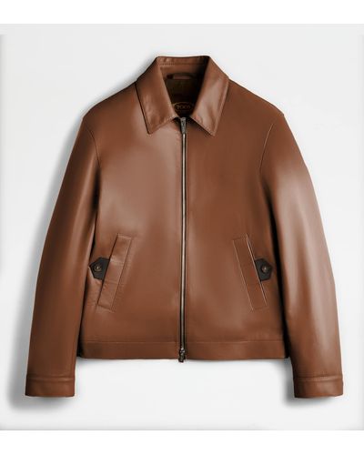 Tod's Blouson In Leather - Brown