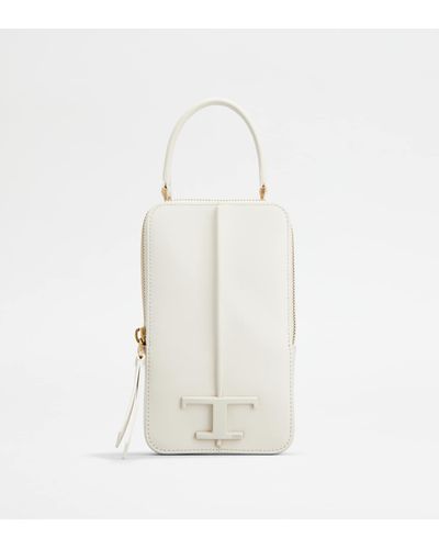 Tod's T Timeless Phone Bag In Leather Medium - White