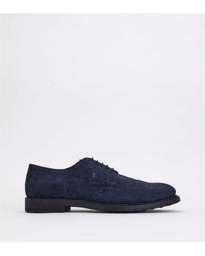 Tod's Lace-ups In Suede - Blue