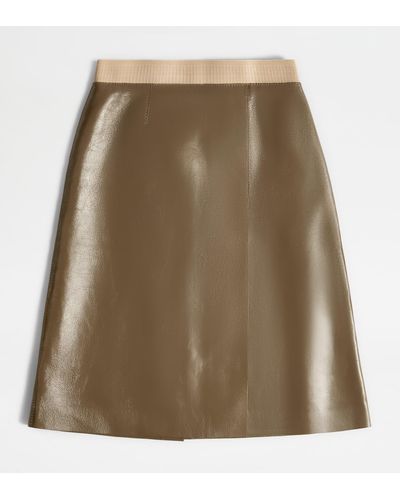 Tod's Skirt In Leather - Green