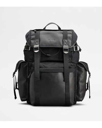 Tod's Backpack In Fabric And Leather Medium - Black