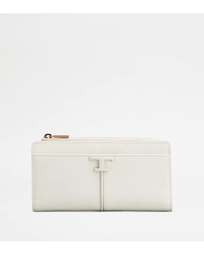 Tod's T Timeless Wallet In Leather - White