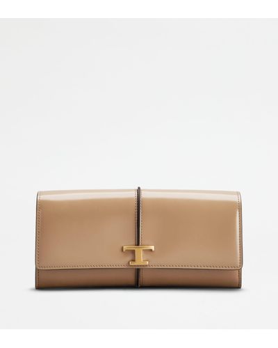 Tod's T Timeless Wallet In Leather - Natural